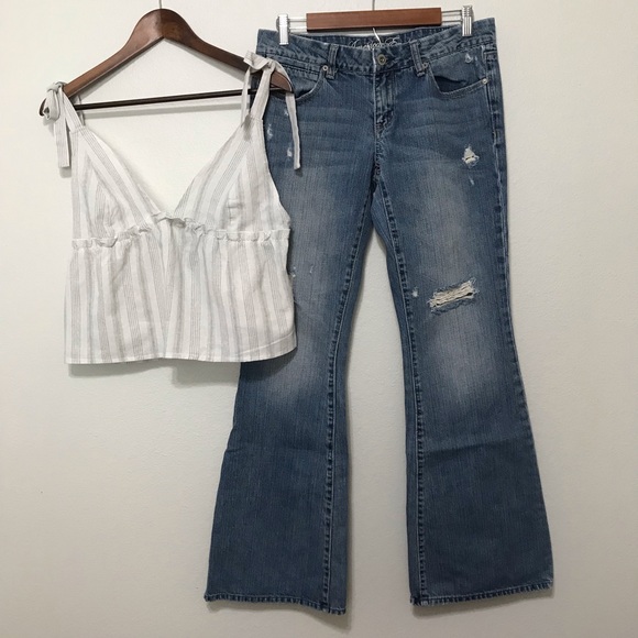 Shein Crop Spaghetti Tie Straps Light Gray with Grey Stripes Tank Top Size L - Picture 17 of 17